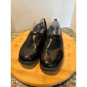 Hoka Gaviota 4 Womens Black Patent Leather Slip On Walking Shoes Work Loafers